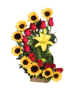 Arreglo floral con girasoles