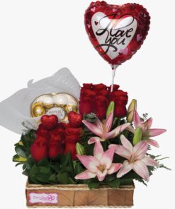 Arreglo floral + Chocolate y globo