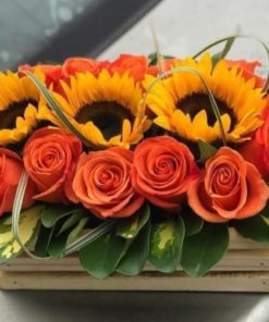 Bouquet Rosas con 3 girasoles